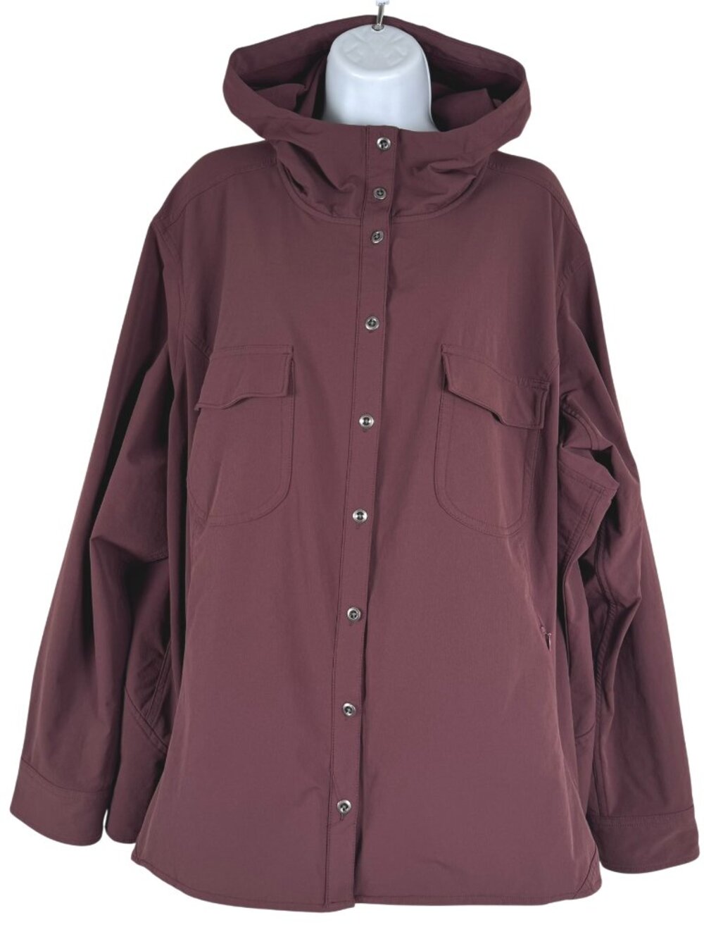 Duluth Trading Flexpedition Shirt Jacket 3X Burgundy Hooded Outdoor CJ-2425